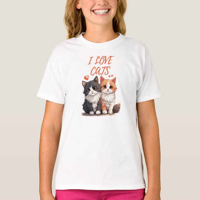 T-SHIRT J'ADORE LES CHATS (Devant)