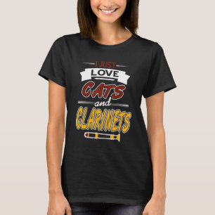 T-shirt J'adore les chats et les clarinettes rétro designs