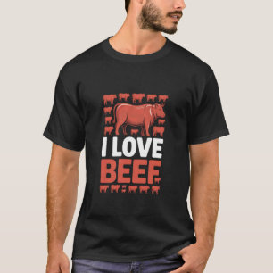 T-shirt J'adore les fans de BBQ de l'élevage de bovins à v