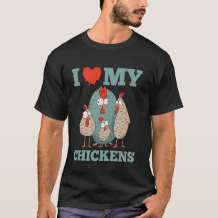 T-shirt J'adore mes poulets Citation drôle de volaille