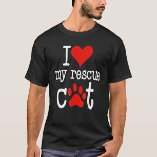 T-shirt J'adore mon chat de sauvetage Kitty drôle Femmes A