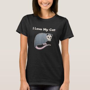 T-shirt J'adore mon chat drôle d'opossum