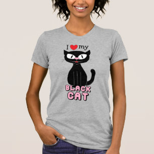 T-shirt J'adore mon chat noir mignon