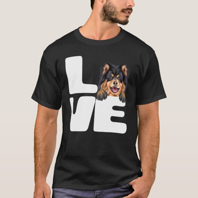 T-shirt J'adore mon chien lapon finlandais (Devant)