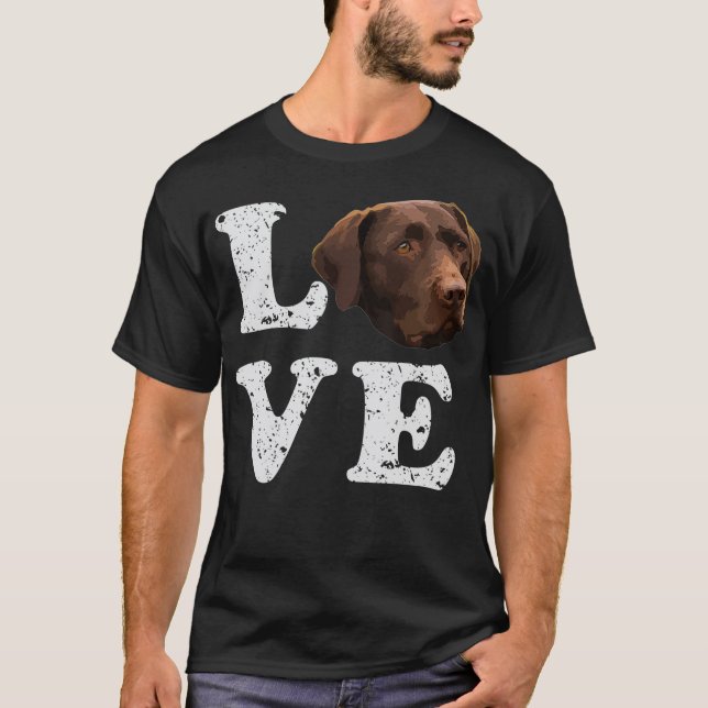 T-shirt J'adore mon chocolat Lab Labrador Retriever Chien (Devant)