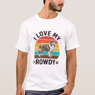 T-shirt J'adore mon design de vieux chien colley turbulent
