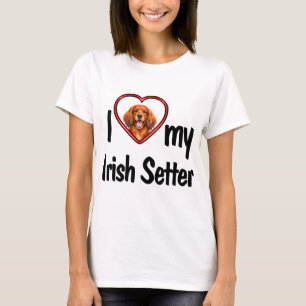 T-shirt J'adore mon Setter Irlandais Cadre Photo Cœur Roug