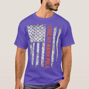 T-shirt J'adore mon Water Polo drapeau américain