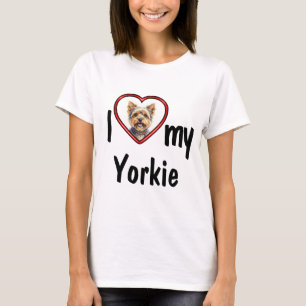 T-shirt J'adore mon Yorkie - Photo de chien avec un cœur r