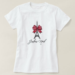 T-shirt J'adore Noël Eiffel Tower French I Love Christmas