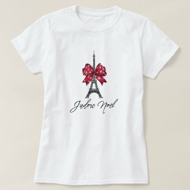T-shirt J'adore Noël Eiffel Tower French I Love Christmas (Design devant)