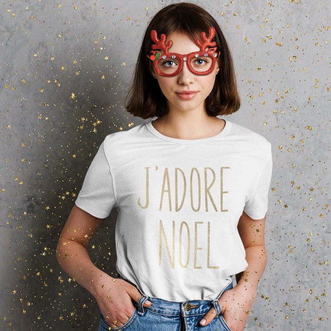 T-shirt J'adore Noel Gold et Black Minimalist Christmas (Créateur téléchargé)