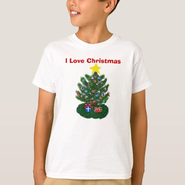 T-shirt J'adore Noël Star Tree Jaune (Devant)