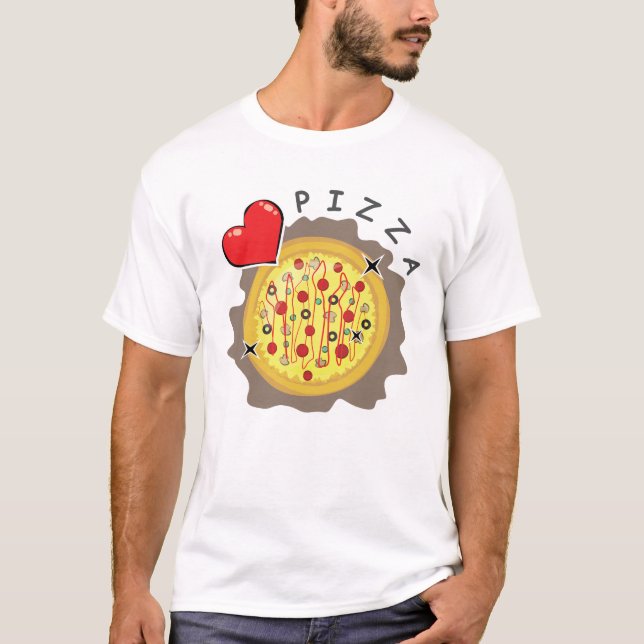 T-shirt J'adore Pizza - Drôle (Devant)