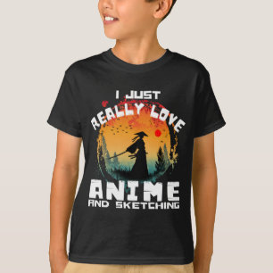 T-shirt j'adore vraiment l'anime et le croquis