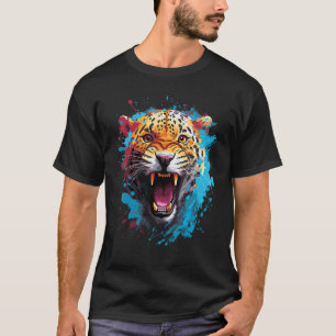 T-shirt Jaguar Grand Chat Conception Graphique Art Splash 