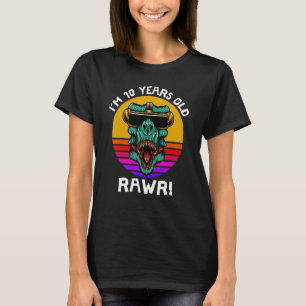 T-shirt J'ai 10 ans Rawr Retro Dinosaur Sunset 10th B