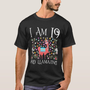 T-shirt J'ai 19 ans Llama Joyeuse 19e anniversaire fille O