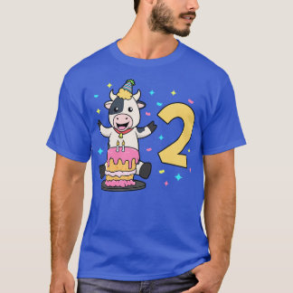 T-shirt J'ai 2 ans avec anniversaire de enfant de vache 2 