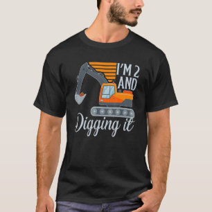 T-shirt J'ai 2 ans et creuser l'excavateur 2e anniversaire