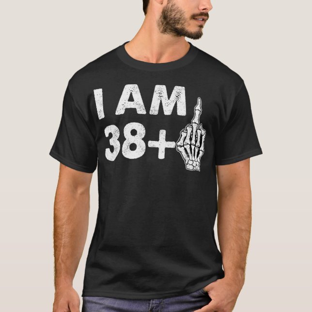 T-shirt J'ai 39 ans Funny Skeleton Middle Finger 39e (Devant)