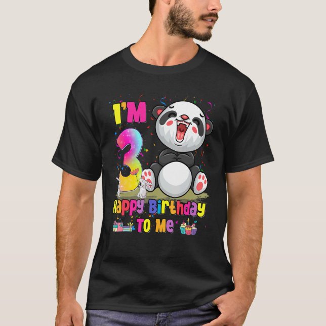 T-shirt J'ai 3 ans 3e anniversaire filles Ados Panda (Devant)