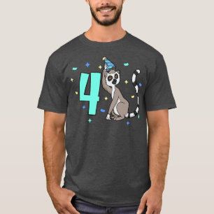 T-shirt J'ai 4 ans avec un anniversaire de enfant de lémur