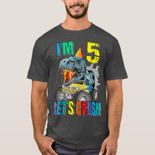 T-shirt J'ai 5 ans écrasons Monster Truck Dinosaur