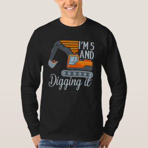 T-shirt J'ai 5 ans et creuser l'excavateur 5e anniversaire