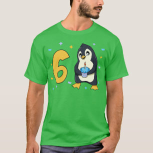T-shirt J'ai 6 ans avec un anniversaire de enfant pingouin