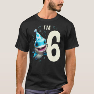T-shirt J'ai 6 ans mignonne requin Poisson Enfant Garçon 6