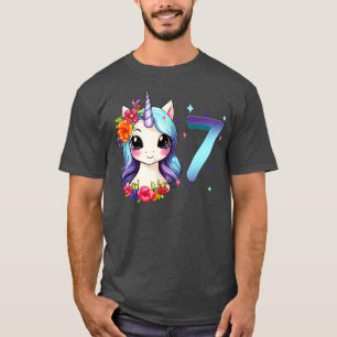 T-shirt J'ai 7 ans avec la licorne fille anniversaire 7 an