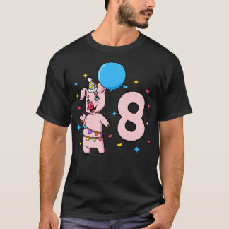 T-shirt J'ai 8 ans avec un anniversaire de enfant de porc 