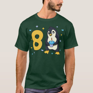T-shirt J'ai 8 ans avec un anniversaire de enfant pingouin