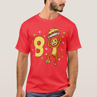 T-shirt J'ai 8 ans avec un anniversaire de enfant singe 8