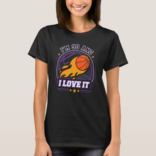 T-shirt J'ai 90 ans et j'aime le basket-ball 90e anniversa (Devant)