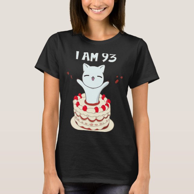 T-shirt J'ai 93 mignonette chaton avec gâteau d'anniversai (Devant)