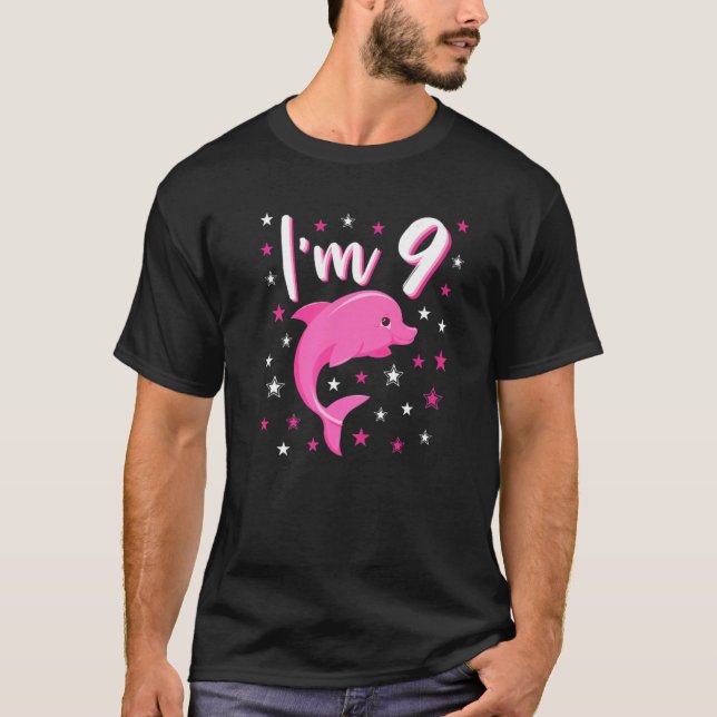 T-shirt J'ai 9 Petite Idée Dolphin Rose jolie Anniversaire (Devant)