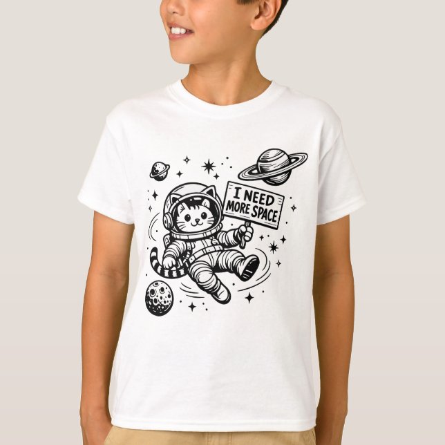 T-shirt J'ai Besoin De Plus D'espace Drôle Chat Astronaute (Devant)