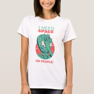 T-shirt J'ai Besoin D'espace Drôle Alien Visage Paume Ew L