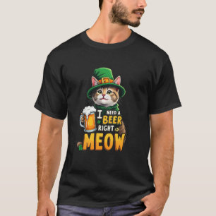 T-shirt J'ai besoin d'une bière tout de suite - Chat malic