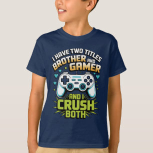 T-shirt J'ai deux titres frère et enfant joueur