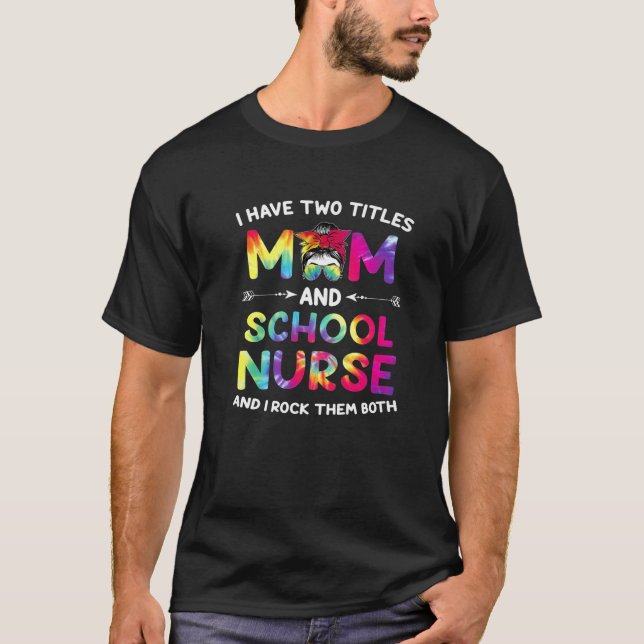 T-shirt J'Ai Deux Titres Maman Et Infirmière Florale Moth (Devant)