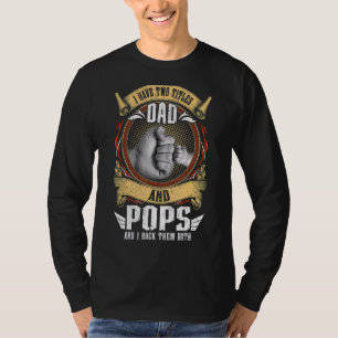 T-shirt J'Ai Deux Titres Papa Et Pops Hommes Décor Vintage