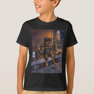 T-shirt J'ai drôlement un chien Rottweiler qui boit de la