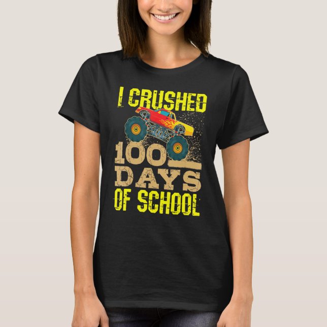 T-shirt J'Ai Écrasé 100 Jours De Garçons Scolaires Monster (Devant)