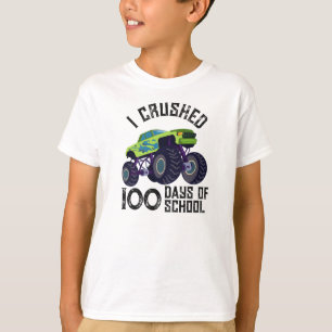 T-shirt J'ai écrasé 100 jours d'école camion monstre vert