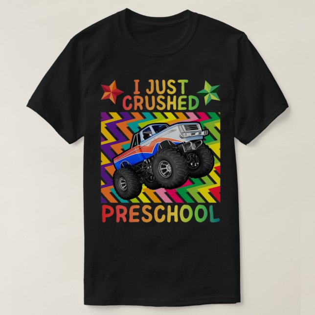 T-shirt J'ai écrasé le camion Monster préscolaire 4 (Design devant)