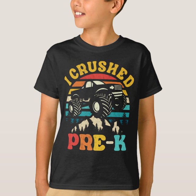 T-shirt J'ai écrasé PRE-K Monster Truck Graduation Cap Enf (Devant)