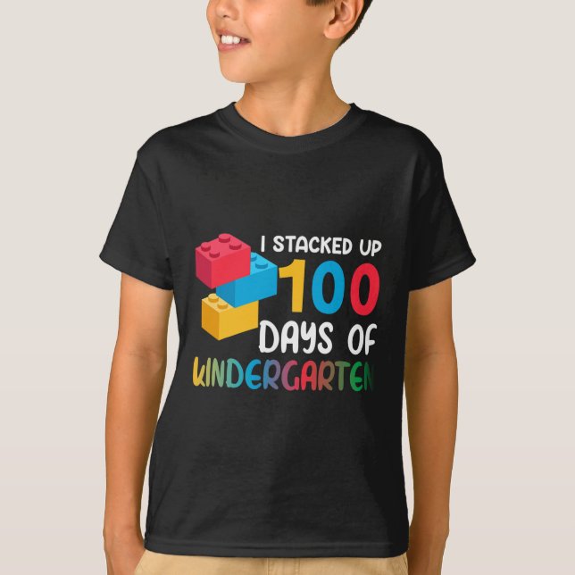 T-shirt J'Ai Empilé 100 Jours De Constructions De Maternel (Devant)